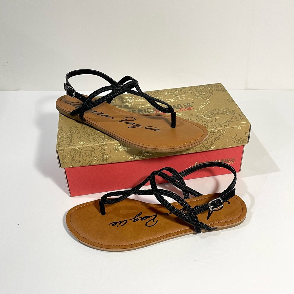 American Rag Akeira Braided Strappy Gladiator T-strap Thong Slingback Sandals
